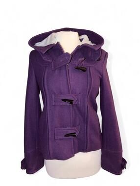 GUESS Los Angeles Purple Hooded Toggle Duffle Coat Jacket - Women's Size S